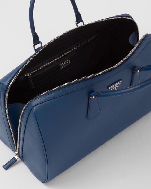 Prada Blue Saffiano Leather Travel Bag