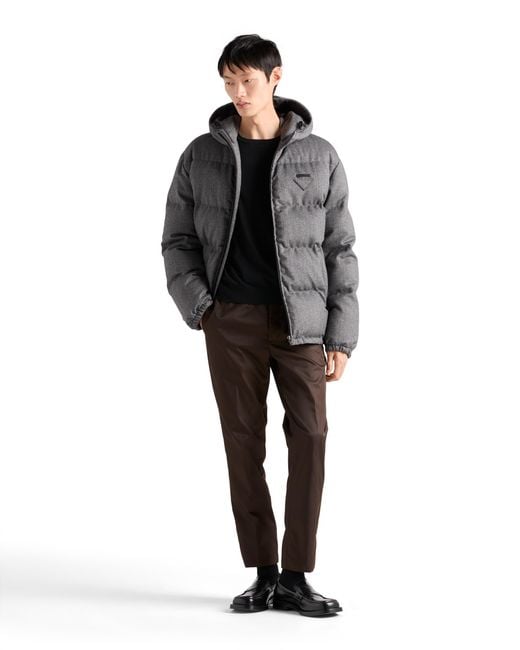 Prada Gray Medium-Weight Wool Down Jacket for men
