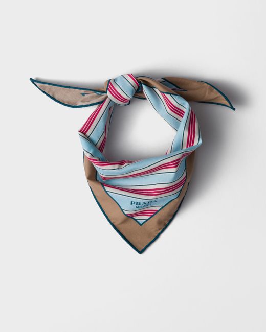 Prada Natural Printed Cotton Twill Scarf for men