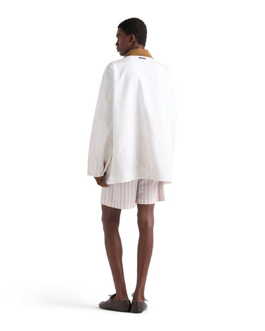 Prada White Leather-Trimmed Canvas Jacket for men