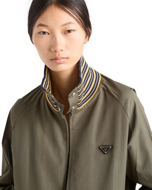 Prada Green Poplin Turtleneck Jacket