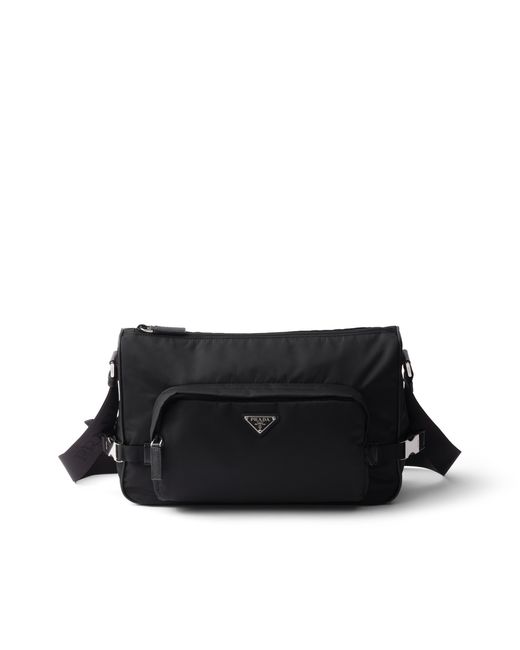 Prada Black Large Re-Nylon And Saffiano Leather Shoulder Bag for men