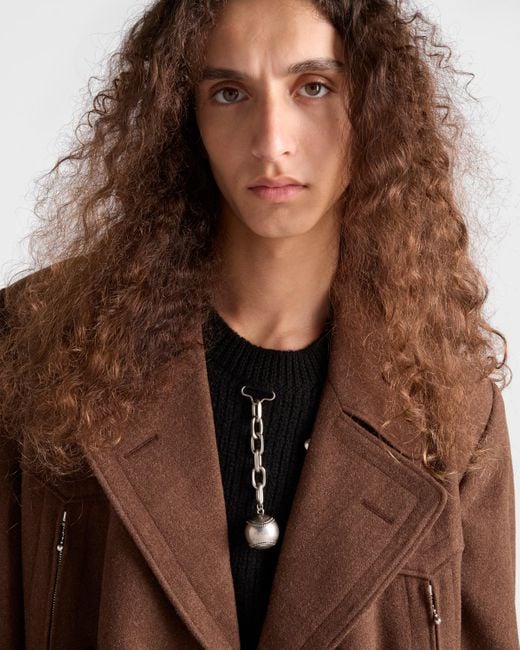 Pull À Col Rond En Laine Avec Pendentif Prada pour homme en coloris Black