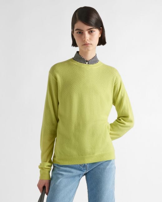Prada Yellow Cashmere Crew-neck Sweater