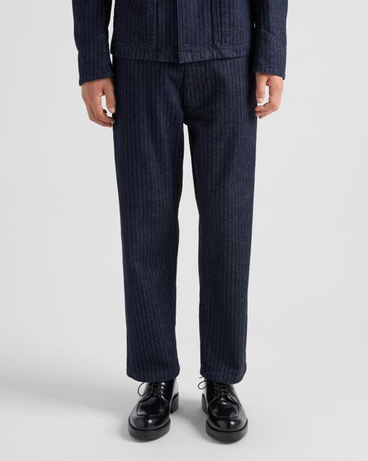 Prada Jeans Aus Chevron-Denim Mit Weitem Bein in Blue für Herren