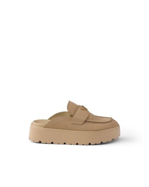 Prada Multicolor Nubuck Flatform Mules