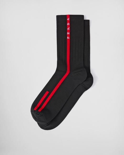 Prada Black Technical Yarn Ankle Socks for men