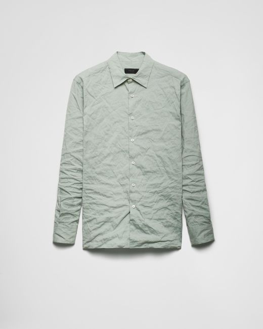 Prada Blue Technical Cotton Shirt for men