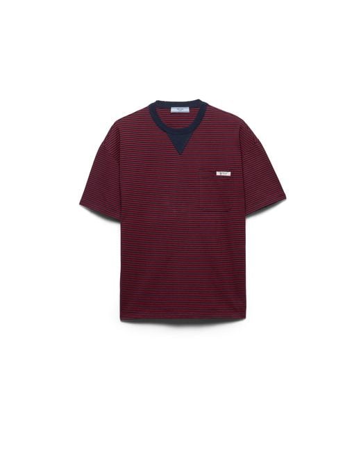 Prada Purple Oversized Striped Jersey T-Shirt