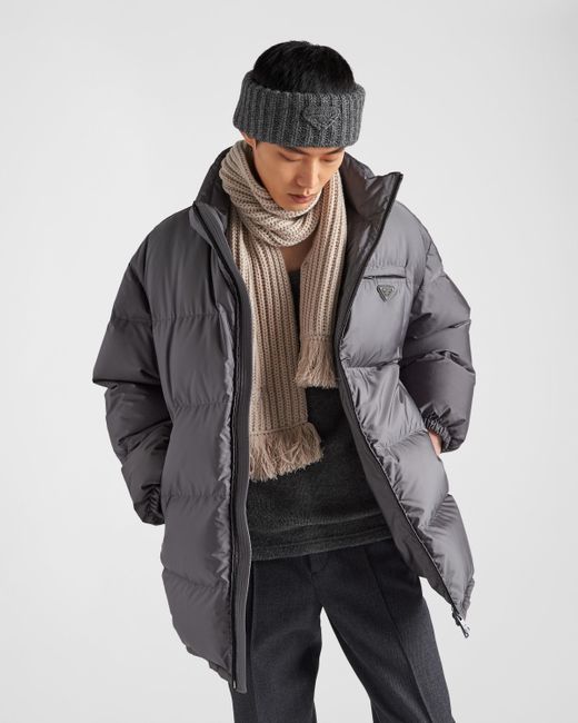 Prada Gray Oversized Re-nylon Down Jacket for men