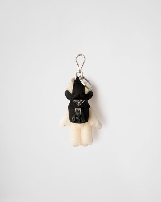Ciondolo Da Borsa Teddy Con Anello di Prada in White da Uomo