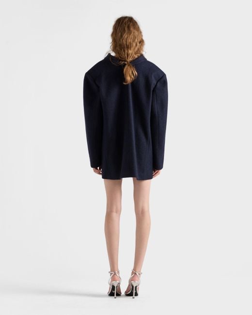 Prada Blue Shetland Wool Jacket With Jewel Buttons