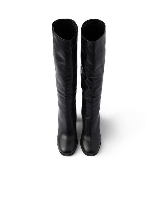 Prada Black Heeled Leather Boots