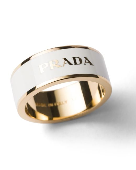 Prada White Enameled Metal Ring