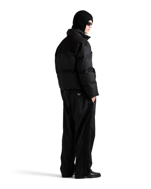 Prada Black Cropped Recycled Nylon Down Jacket for men