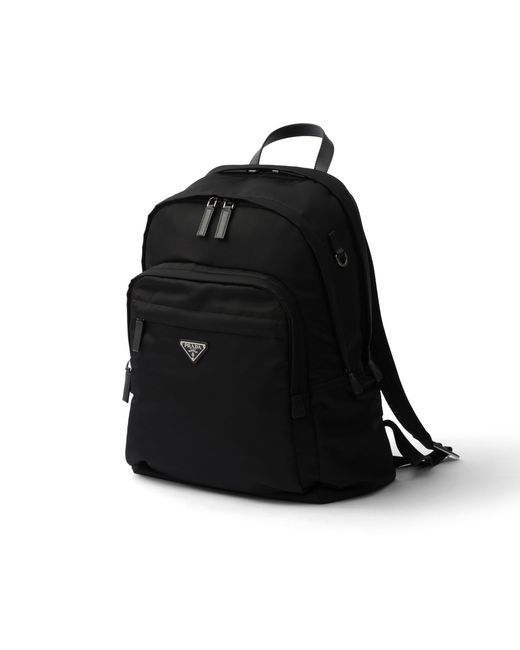 Prada Black Re-nylon Logo-plaque Backpack for men