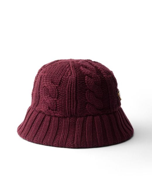 Prada Red Wool Bucket Hat