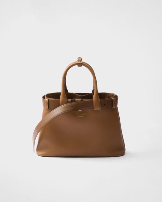 Prada Brown Kleine Buckle Handtasche Aus Leder Mit Gürtel