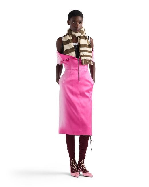 Prada Pink Washed Duchesse Dress, Fuchsia