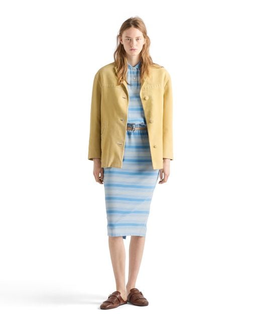 Prada Blue Cotton Midi Skirt
