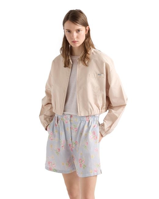 Prada Natural Faille Blouson Jacket, Sand