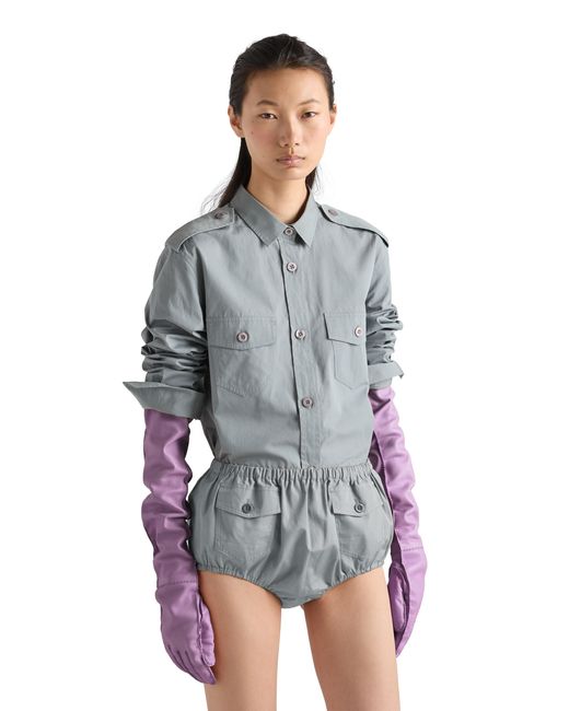Prada Gray Cotton Poplin Shirt