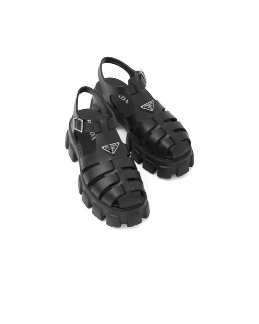 Prada Black Branded Rubber Sandals for men
