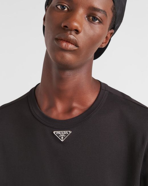 T-shirt In Cotone di Prada in Black da Uomo