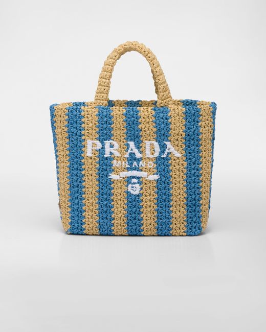 Prada Blue Small Crochet Tote Bag