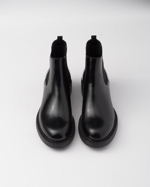 Prada Black Leather Ankle Boots for men
