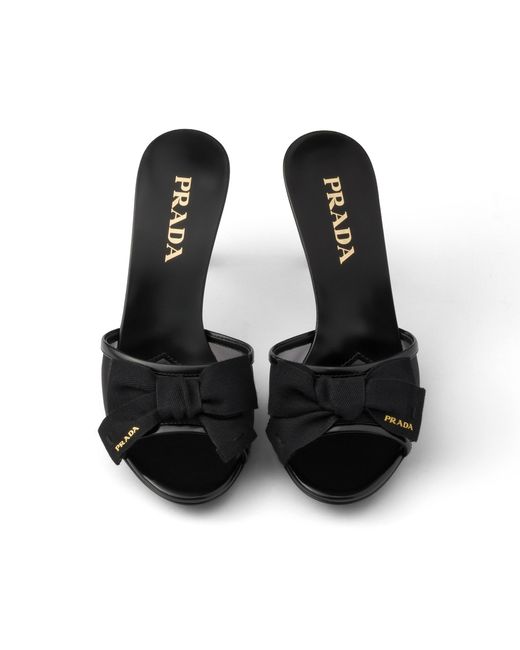 Prada Black Mesh Fabric Mules
