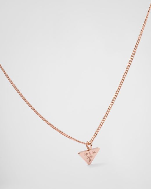Prada White Eternal Gold Pendant Necklace In Pink Gold
