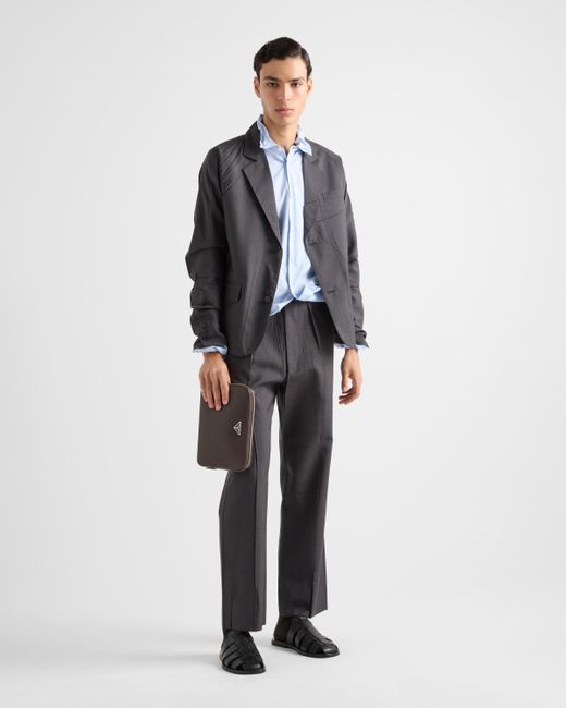 Pochette En Cuir Saffiano Prada pour homme en coloris Brown