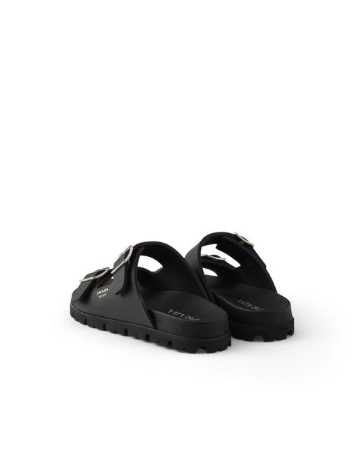Prada Black Rubber Slides, Size 35