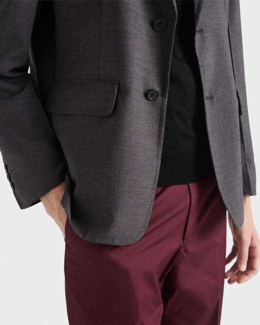 Prada Black Single-Breasted Wool Blend Jacket for men