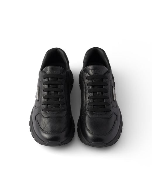 Prada Black Prax 2.0 Leather Sneakers for men