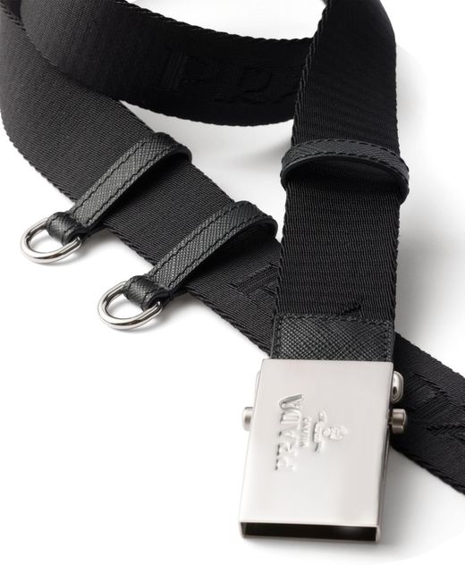 Prada Black Cotton Tape Belt for men