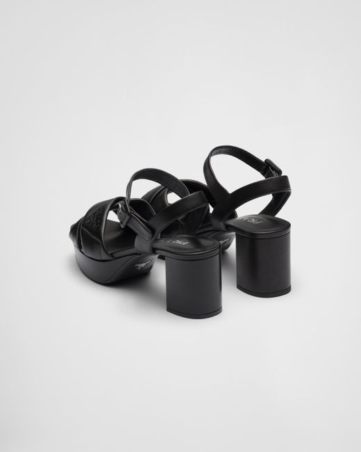 Prada Black Quilted Nappa Leather Platform Sandals