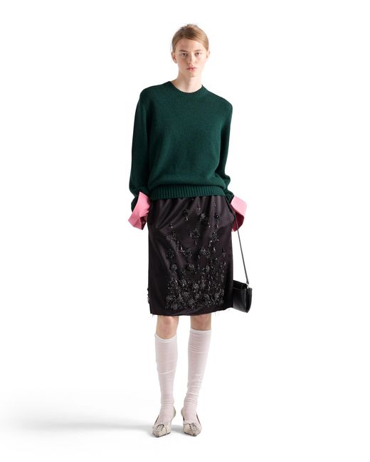 Prada Green Wool And Cashmere Crew-Neck Sweater