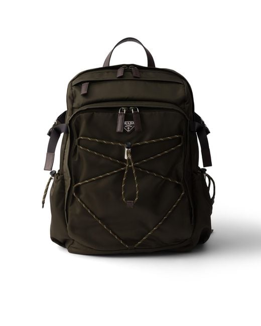 Prada Black Speedrock Re-Nylon And Leather Backpack for men
