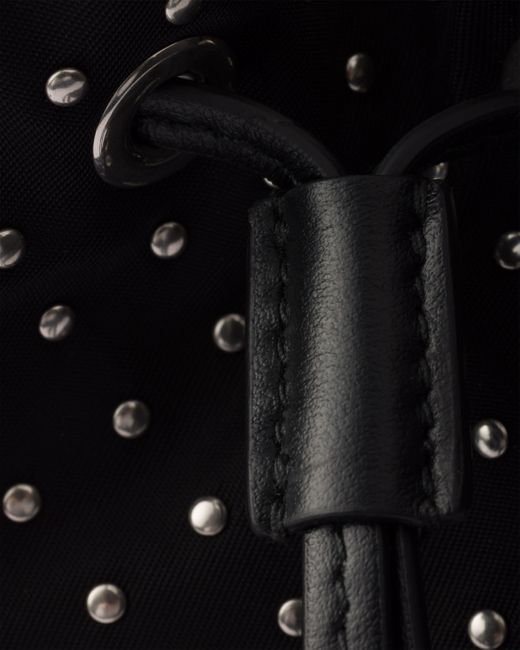 Prada Black Mini Bag Aus Re-Nylon Mit Nieten