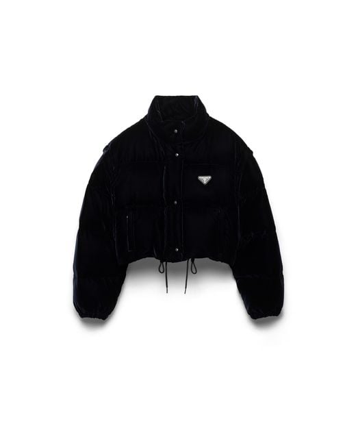 Prada Black Velvet Down Jacket