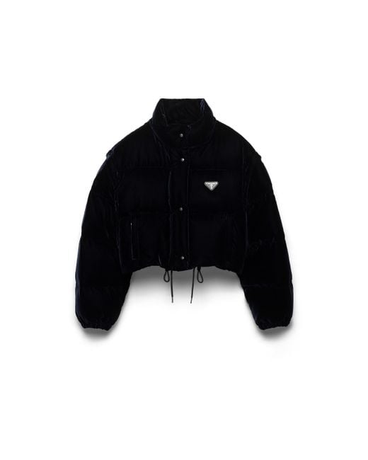 Chaqueta De Plumón Y Terciopelo, Mujer, Talla Prada de color Black