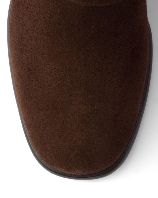 Prada Brown Suede Booties, Dark, Size 34