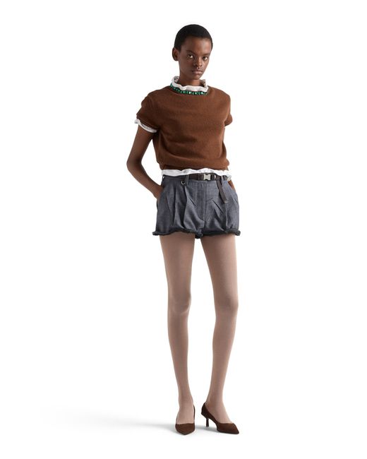 Prada Brown Wool And Cashmere Crew-Neck Sweater