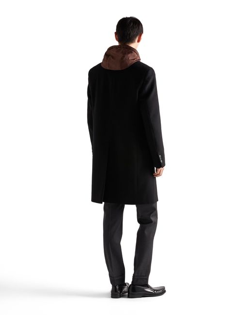 Prada Black Single-Breasted Wool Blend Coat for men