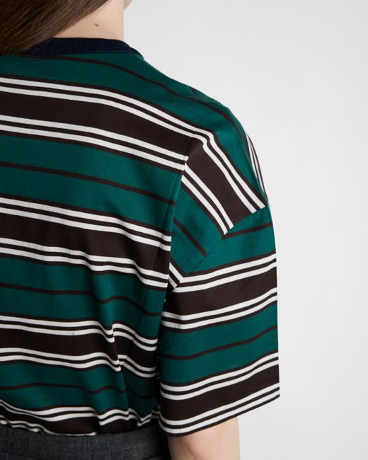 T-Shirt Raye En Coton Prada en coloris Green