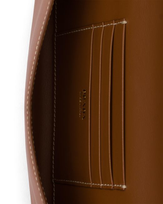 Prada Brown Leather Wallet With Shoulder Strap, Cognac
