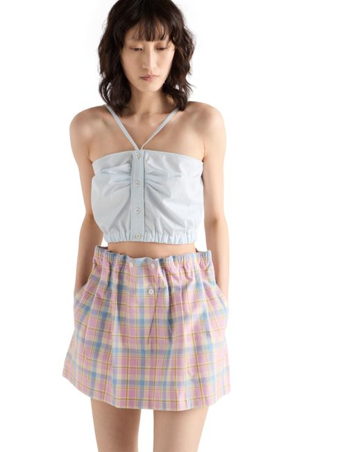 Minifalda De Algodón A Cuadros, Mujer, Talla Prada de color Pink