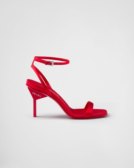 Prada Red Satin High-Heeled Sandals
